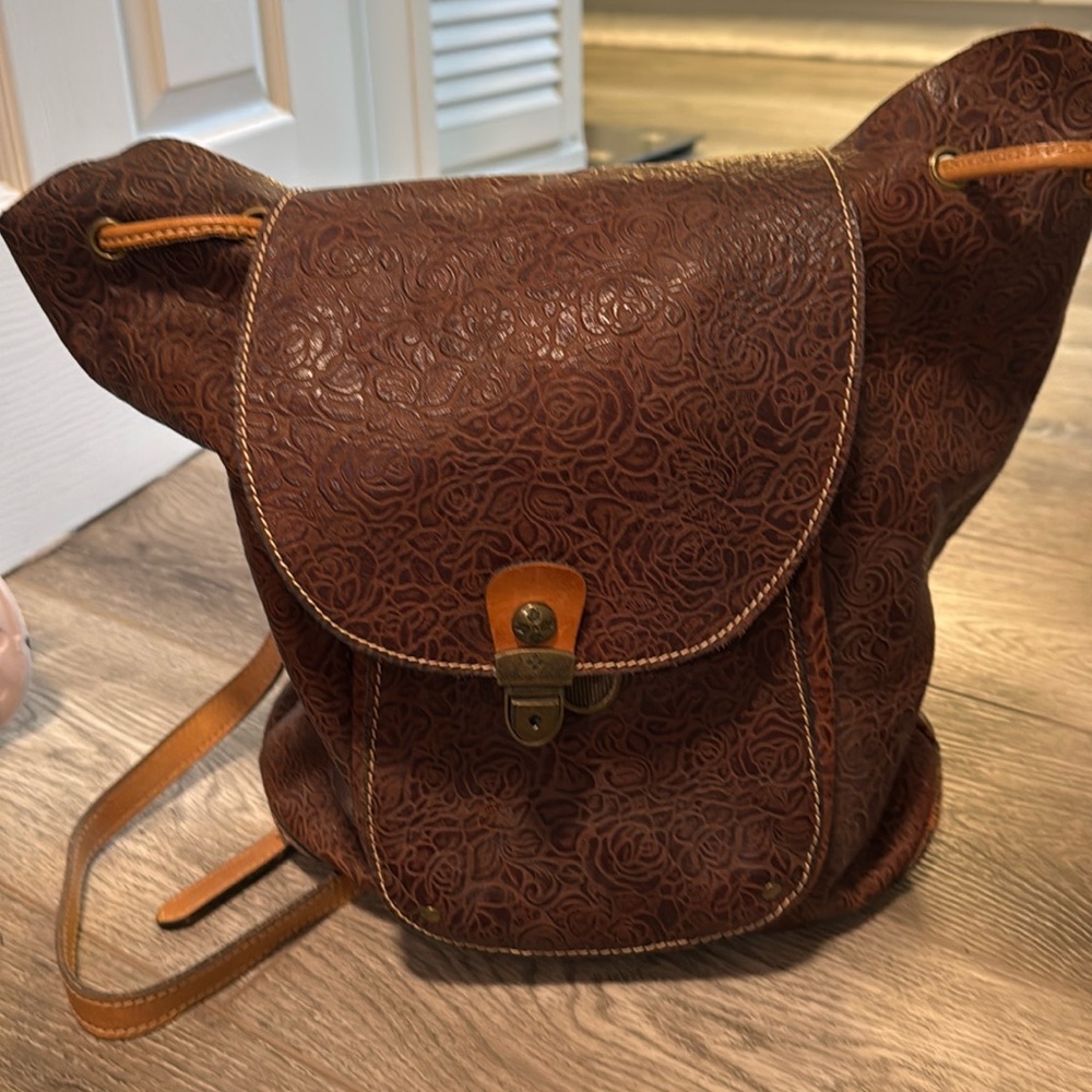 Patricia Nash Vintage Rose Rust Drawstring Backpack - P10708, RARE